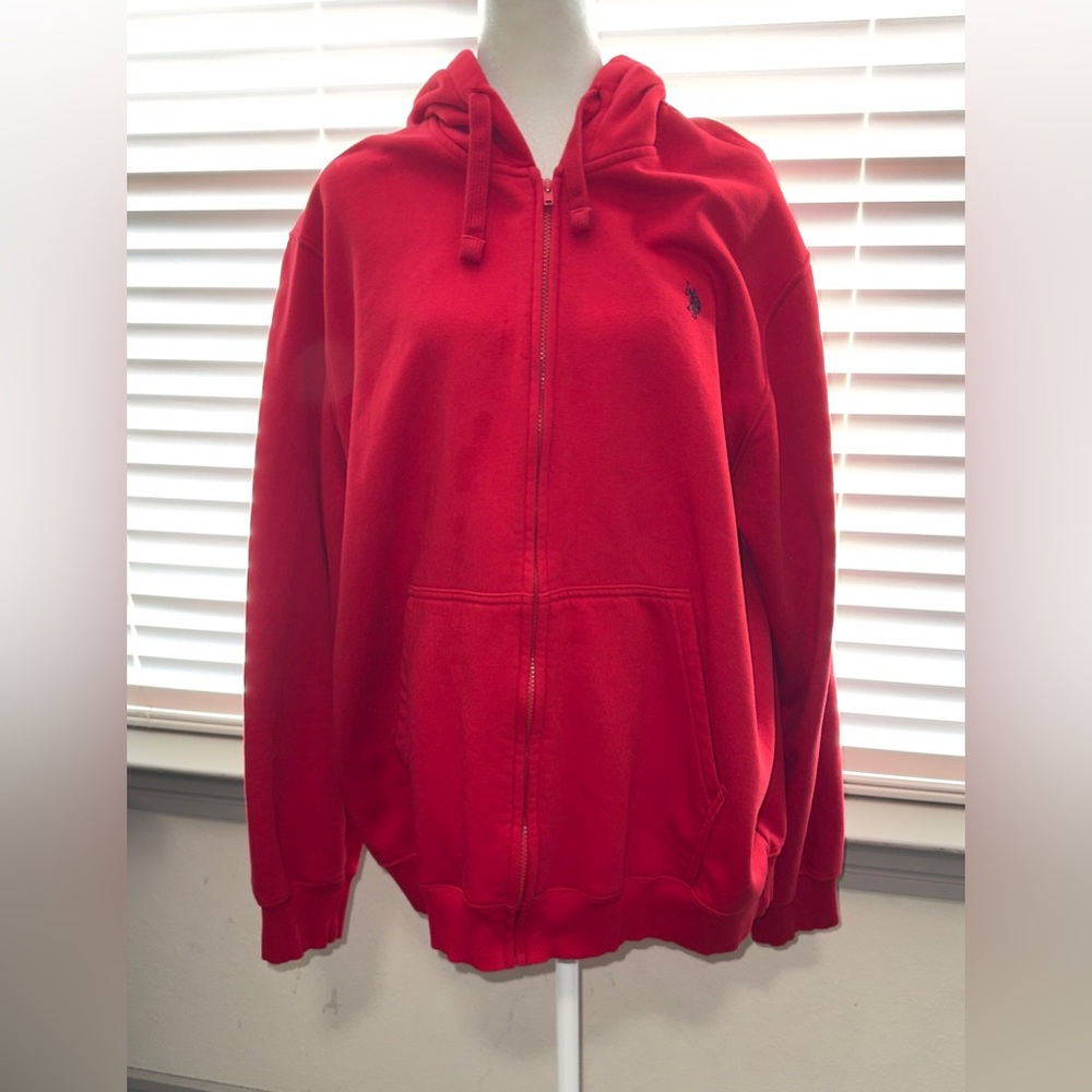U.S. Polo Assn. Red Zip-Up Hoodie – Size 2XL – Classic Logo – Minor Flaw